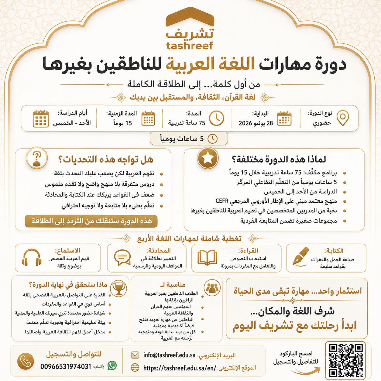 دورة مهارات اللغة العربية للناطقين بغيرها